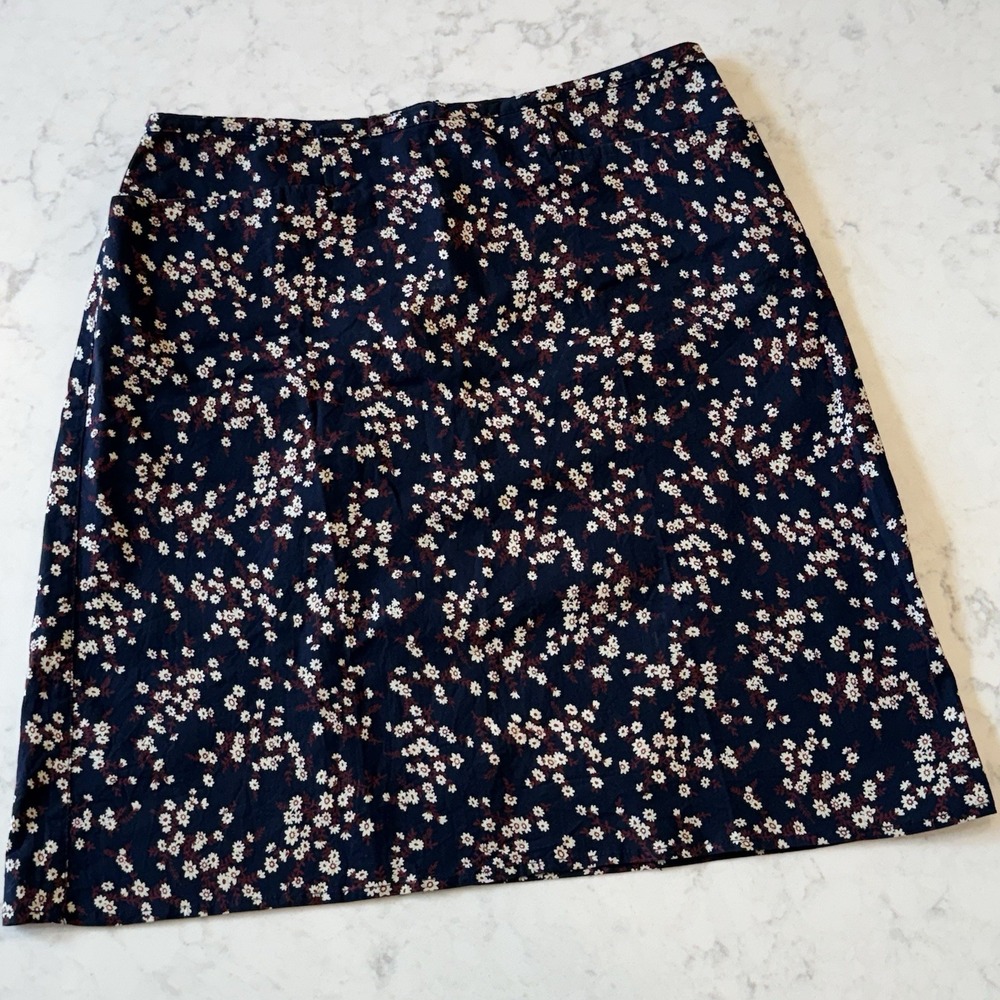 Y2K The Limited America Floral Skirt • 6 • Pockets Knee Length Navy Burgundy Tan